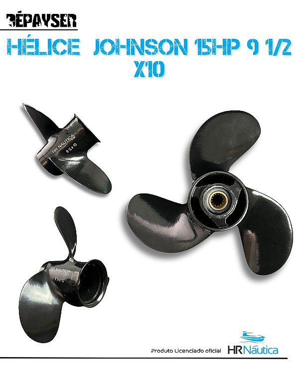 Hélice P/ Motor Popa Johnson 15 Hp 9 1/2 X 10 - Força