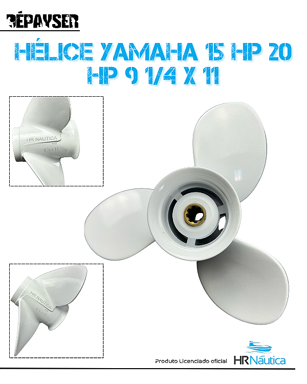 Helice Yamaha 15 Hp 20 Hp 9 1/4 X 11 Motor Popa - Passo 11