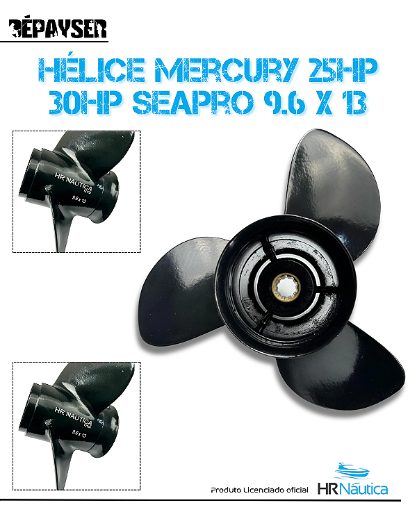 Hélice Motor De Popa Mercury 25hp 30hp Seapro 9.6 X 13