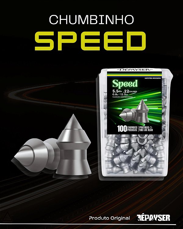 Chumbinho Dépayser Chumbo Munição Pontiagudo Speed 5.5mm 100 Unidades