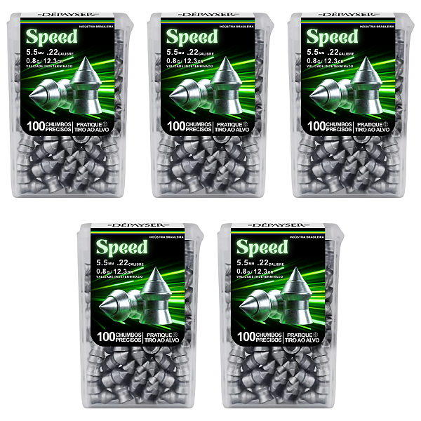Kit 5 Chumbinho Speed 5.5mm Carabina Perfura Pontiagudo 500 Unidades - Dépayser