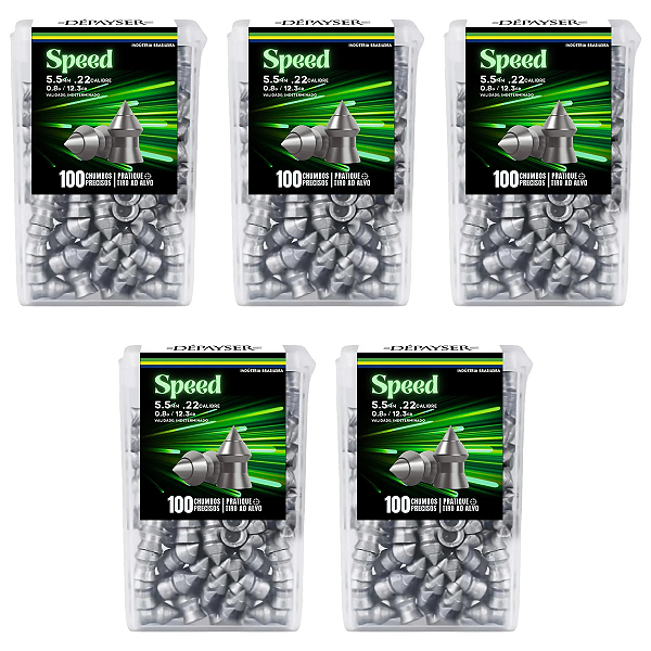 Kit C/5 Chumbinho Dépayser Chumbo Munição Pontiagudo Flash Speed 5.5mm