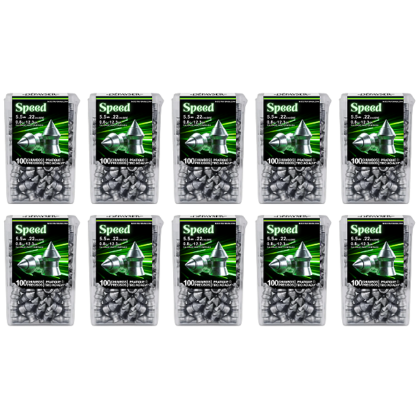 Kit 10 Chumbinho Speed 5.5mm Carabina Perfura Pontiagudo 1000 Unidades - Dépayser