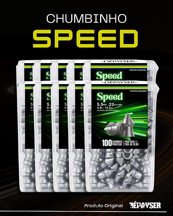 Kit C/10 Chumbinho Dépayser 5,5mm Speed Pontiagudo Perfurante Flash