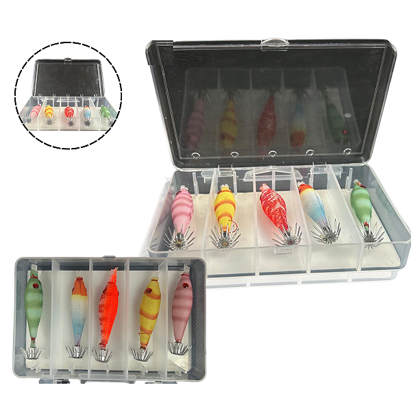 Kit 5 Iscas Artificial Albatroz Zangarilho 5,8cm Com Estojo