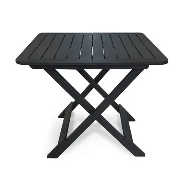 Mesa Quadrada Dobrável Praia Piscina Jardim Preta