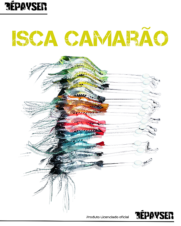 Kit 5 Iscas Camarão Artificial Pescaria Fácil Encastroado Sortidas