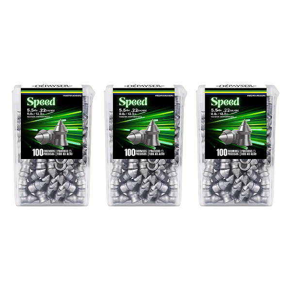 Kit 3 Chumbinho Speed 5.5mm Carabina 300 Unidade Perfura Top