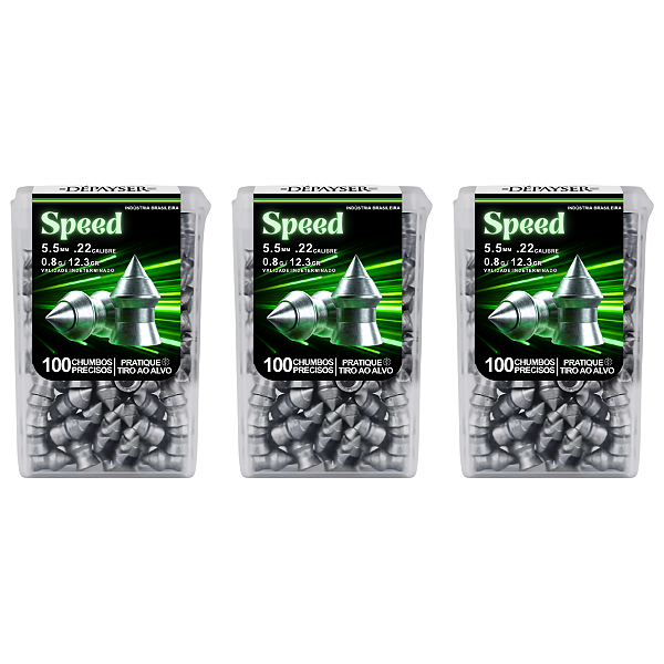 Kit 3 Chumbinho Speed 5.5mm Carabina Perfura Pontiagudo 300 Unidades - Dépayser