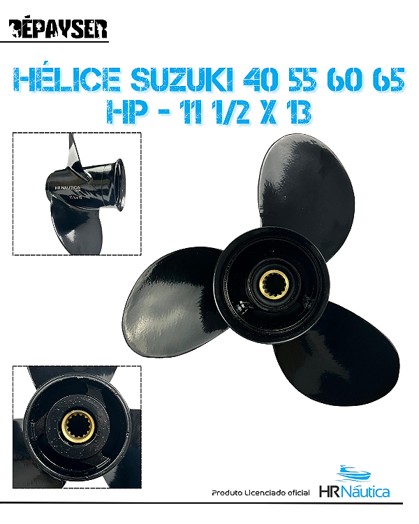 Hélice Suzuki 40 55 60 65 Hp - 11 1/2 X 13 Padrão Original