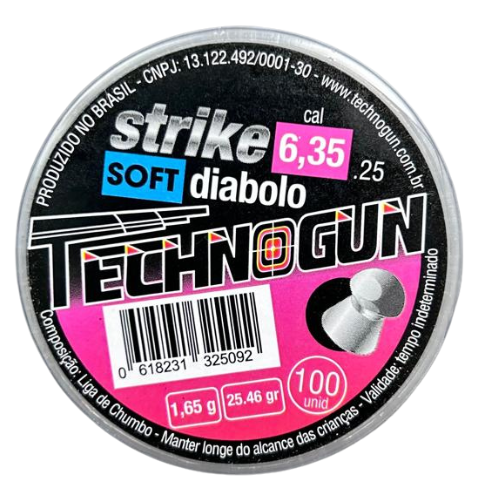 Chumbinho Carabina 6.35 Technogun Strike Diabolo 100 unidades