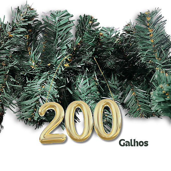 Festão Aramado 200 Galhos Grosso Com 2,70 Metros De Natal