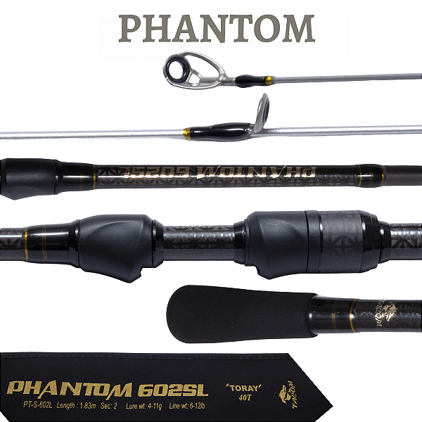 Vara Para Molinete Phantom Carbono Toray 40t 1,83m 6-12lbs 2 Partes - Tacom