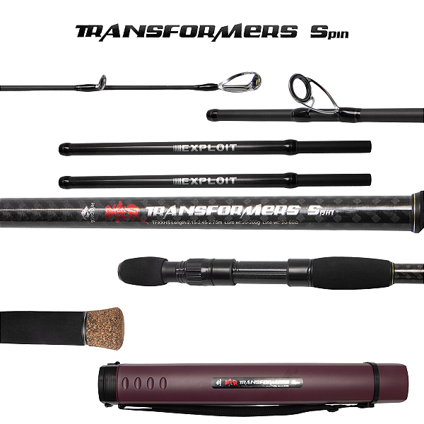 Vara Molinete Transformers Spin 2,15m / 2,45m/ 2,75m 4 partes + 2 extensores 20-60lb Tacom