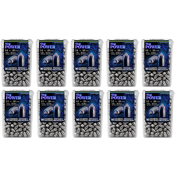 Kit 10 Chumbinho Slug Power 5.5mm Pontiagudo Pointed Carabina Munição Chumbo 900 Unidades- Exclusivo Dépayser