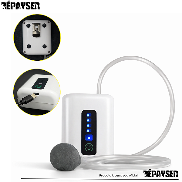 Bomba de Oxigênio para Aquário Portátil Silenciosa USB Recarregável Tipo C Dépayser Aerador Aquário Peixe Isca Viva