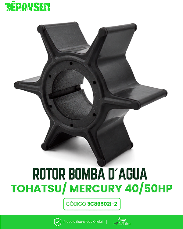 Rotor Bomba d’Água Tohatsu Mercury 40/50 HP 2T 3C8-65021-2 HR Náutica