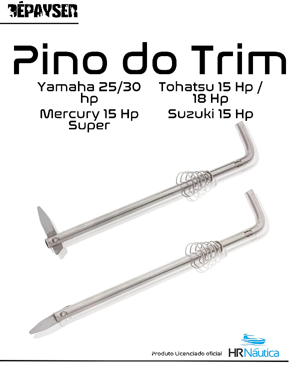 Pino de Encosto do Trim Yamaha 25 30 HP Suzuki 15 HP Mercury 15 HP Super Tohatsu 18 HP PNY 002 - HR Náutica
