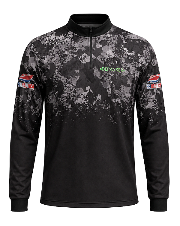 Camisa de Pesca Preta com Zíper UV 50+ Comfort Dépayser + Rei Náutica