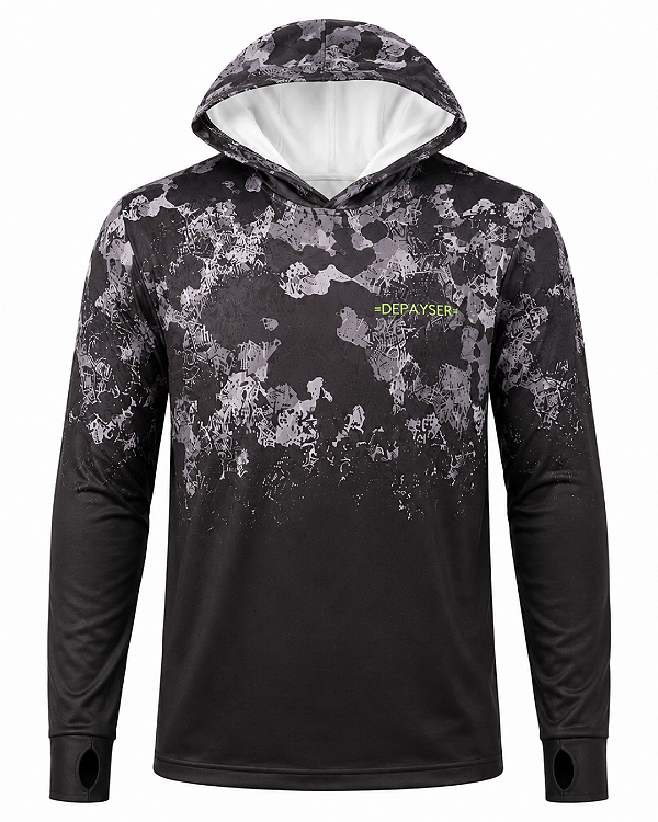 Camisa de Pesca com Capuz e Luvinha Comfort Preta UV 50+ Dépayser - Diversos Tamanhos