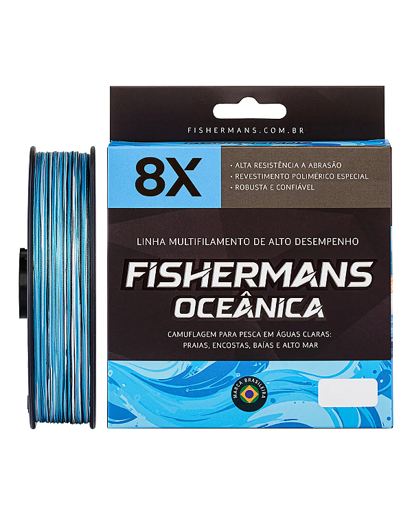 Linha Multifilamento Fishermans Oceânica 8X Azul 150m 0,28mm 40lb