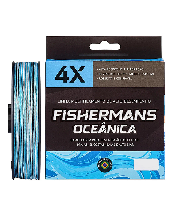 Linha Multifilamento Fishermans Oceânica 4X Azul 300m 0,28mm 30lb