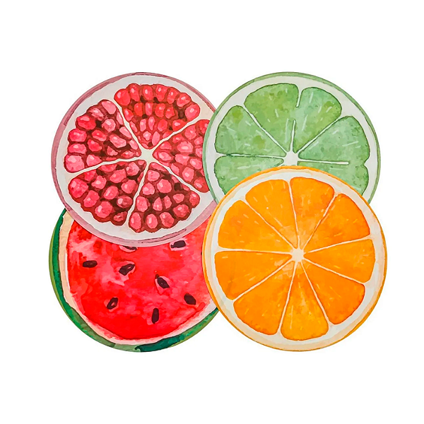Lugar Americano Redondo 4 Peças Frutas