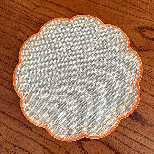 Lugar Americano 3 Bordados - Laranja