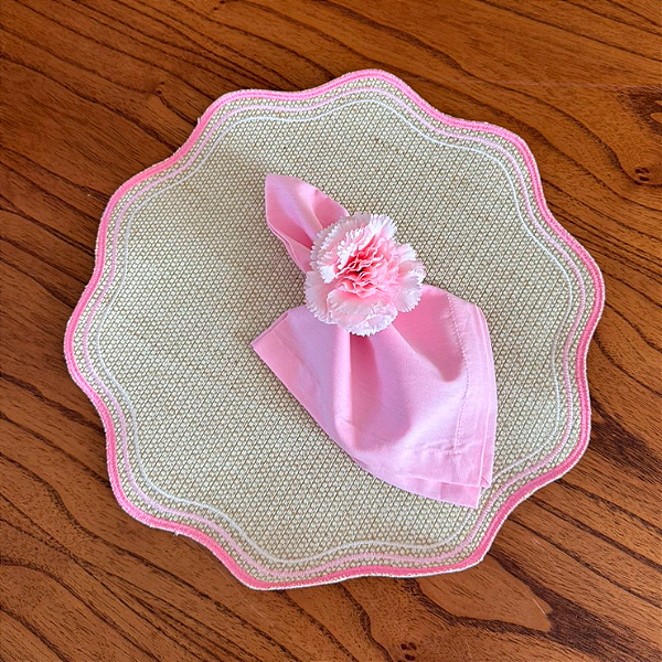 Kit Jogo Americano 3 Bordados - Rosa