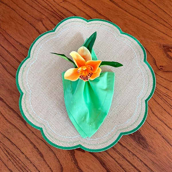 Kit Jogo Americano 3 Bordados - Verde