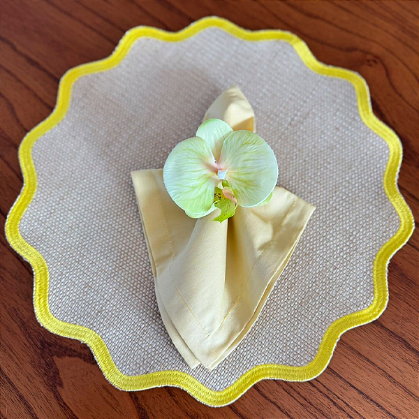 Kit Jogo Americano Bordado - Amarelo