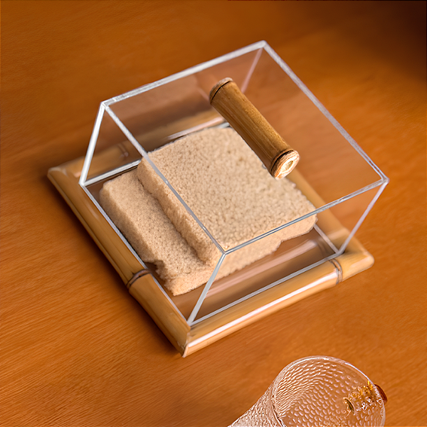 Conjunto Bambu e Vidro - 20 X 20 X 7 cm