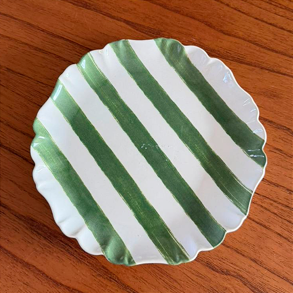 Prato Flor Listrado Sobremesa Natalino - Verde