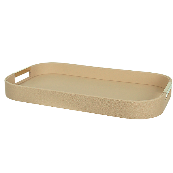 Bandeja Decorativa Revestida - White Dourada 5 x 50 x 30 cm