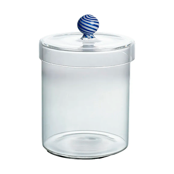 Pote Candy Azul em Vidro - 15 x 11 x 11 cm