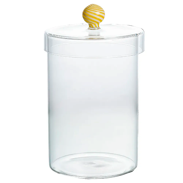 Pote Candy Amarelo em Vidro - 18 x 11 x 11 cm