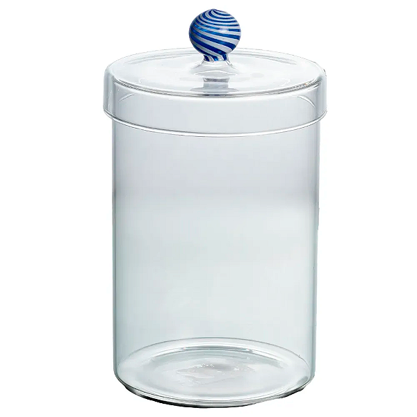 Pote Candy Azul em Vidro - 18 x 11 x 11 cm
