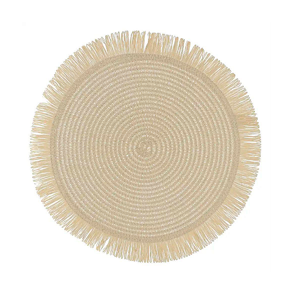 Jogo Americano Trançado com Franjas Bege – 38 cm