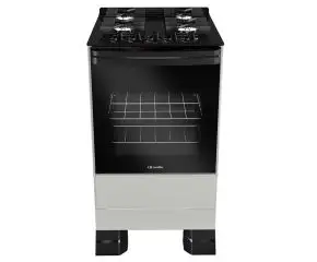 Fogão Mueller 4 bocas Titânio com Mesa de Vidro e grades de ferro fundido MFV4BF