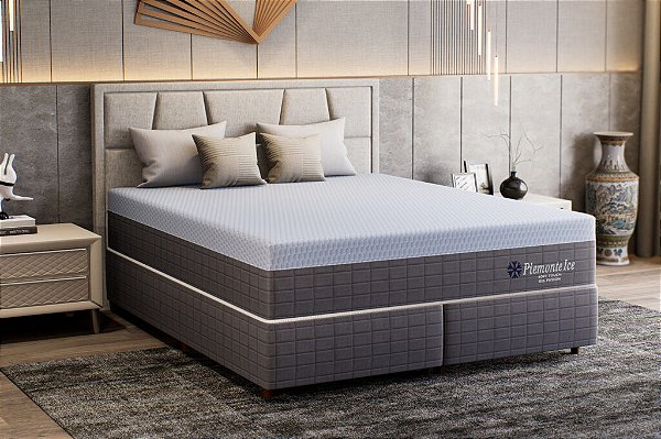 Conjunto Solteirao Molas Pocket Ensacadas Piemonte Ice e box 32cm X 108cmx198 Line Premier Orthoflex