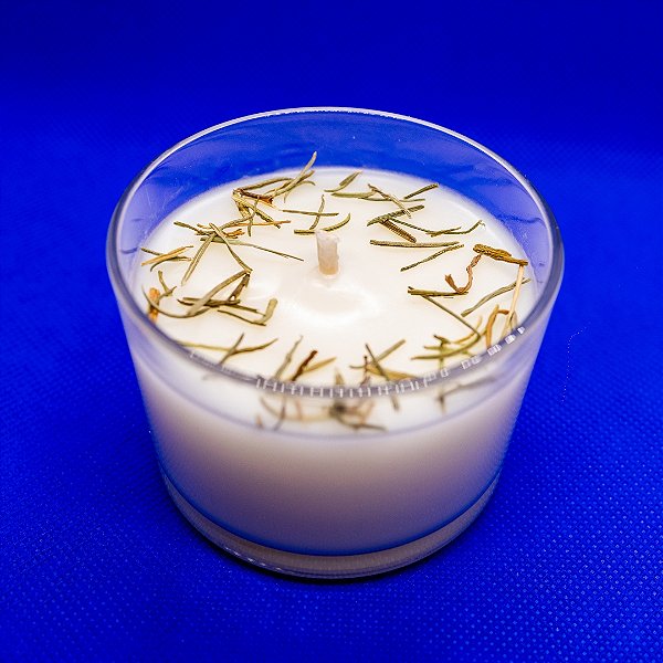 Vela Personalizada Copo Grande com Tampa de Madeira - Aroma Alecrim