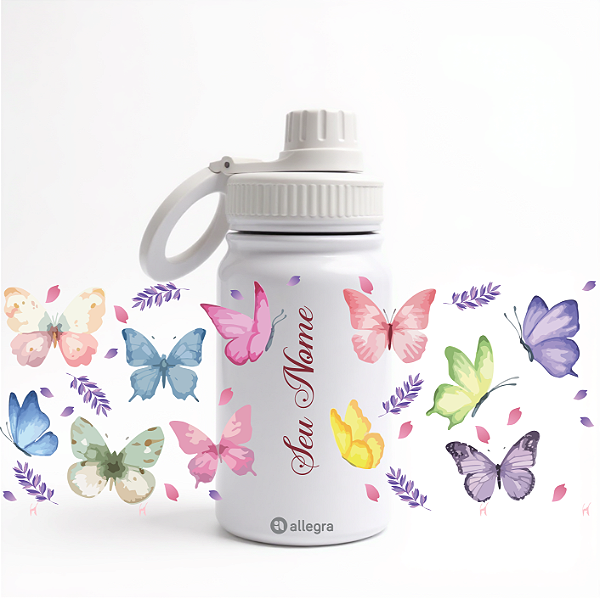 Garrafa Térmica Custom Baby 350ml - Borboletas Coloridas