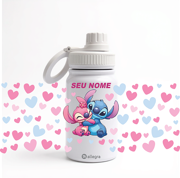 Garrafa Térmica Custom Baby 350ml - Stitch e Angel abraçados
