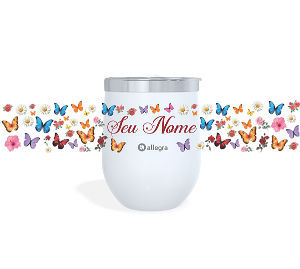 Cuia Térmico Custom Little 360ml - Borboletas Coloridas