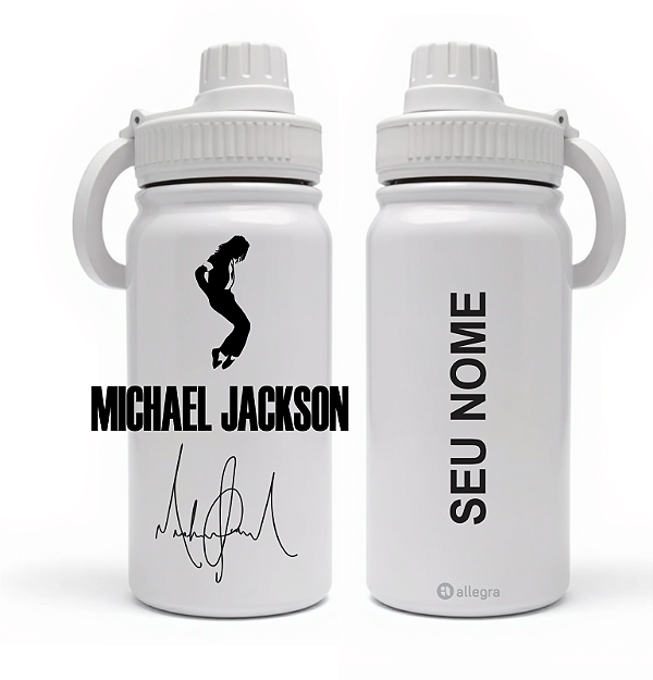 Garrafa Térmica Custom Life 600ml - Michael Jackson Autógrafo - Só para fãs