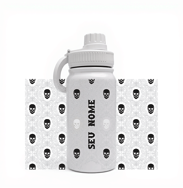Garrafa Térmica Custom Life 600ml - Caveira Damask Elegante