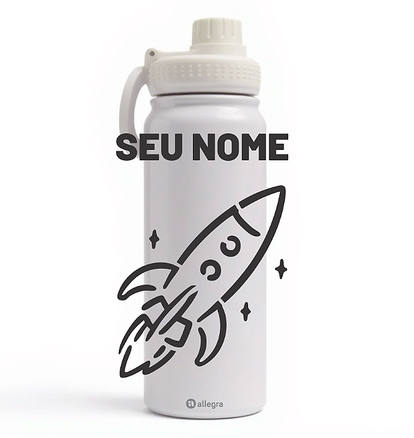 Garrafa Térmica Custom Ice 800ml - Foguete Ícone Minimalista
