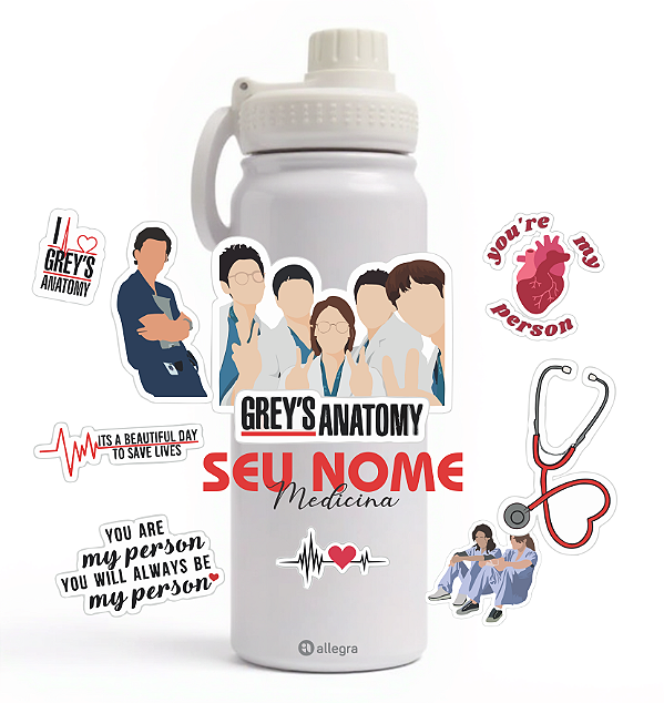 Garrafa Térmica Custom Ice 800ml - Grey's Anatomy Acadêmica
