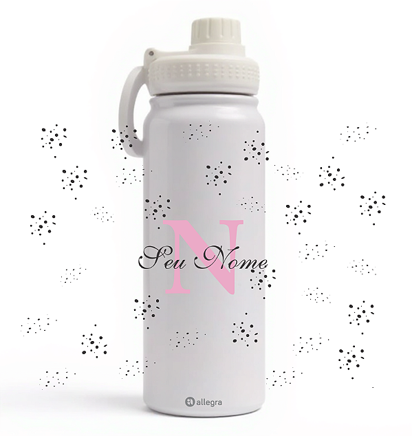 Garrafa Térmica Custom Ice 800ml - Inicial & Nome Minimalista