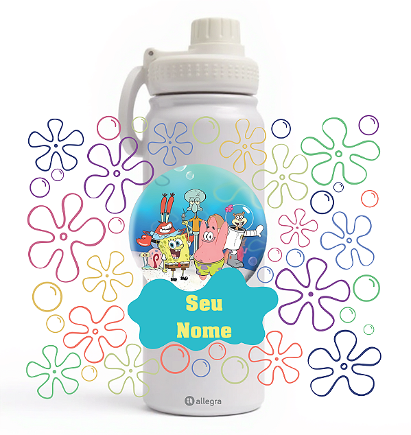 Garrafa Térmica Custom Ice 800ml - Bob Esponja & Turma